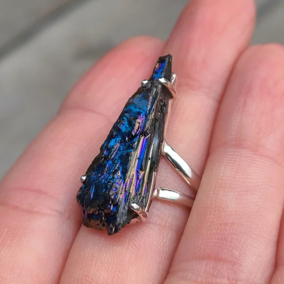 Rainbow Aura Kyanite 925 Ring